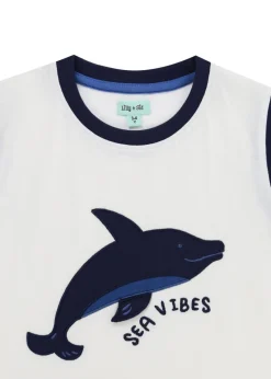 Lilly & Sid White Sea Dolphin Applique T Shirt (0-8 Years)