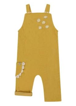 Lilly & Sid Yellow Floral Applique Dungarees (24 Months- 8 Years)