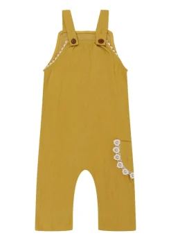Lilly & Sid Yellow Floral Applique Dungarees (24 Months- 8 Years)
