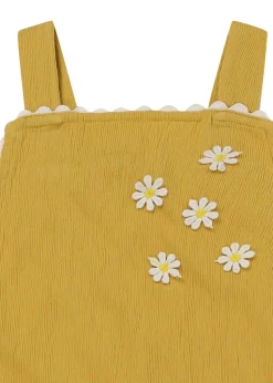 Lilly & Sid Yellow Floral Applique Dungarees (24 Months- 8 Years)