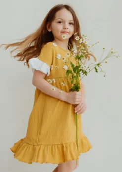 Lilly & Sid Yellow Floral Applique Dress (0-8 Years)