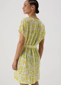 Lime Leaf Print Jersey Kaftan