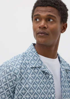 Lincoln Blue Chambray Textured Embroidered Shirt