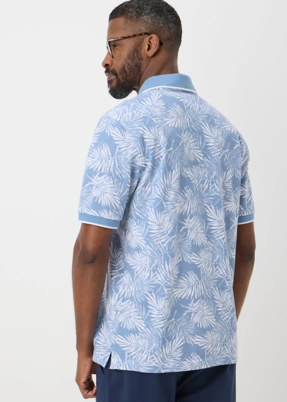 Lincoln Blue Palm Printed Polo Shirt