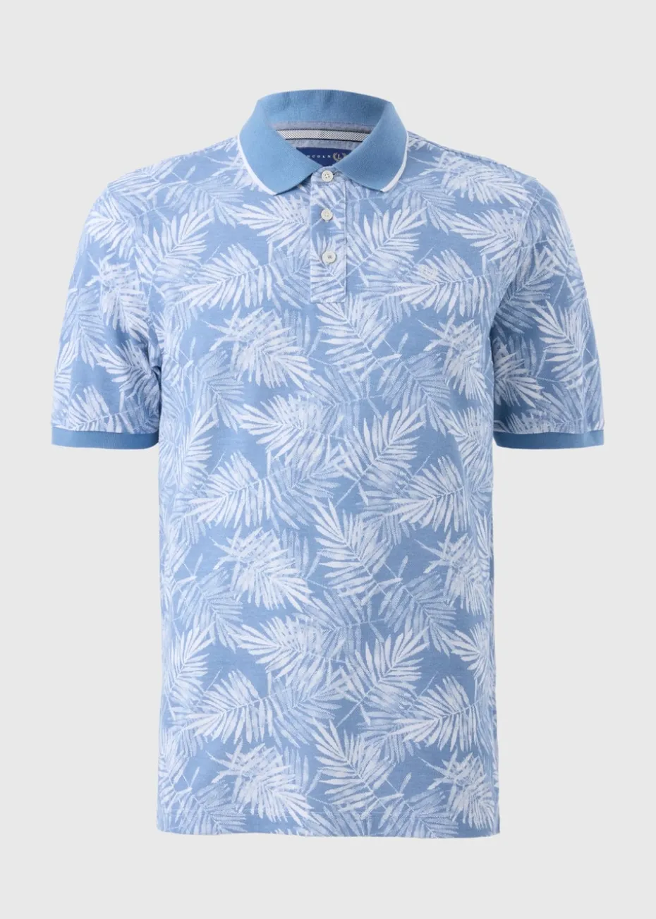 Lincoln Blue Palm Printed Polo Shirt