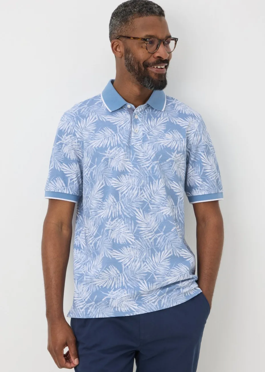 Lincoln Blue Palm Printed Polo Shirt
