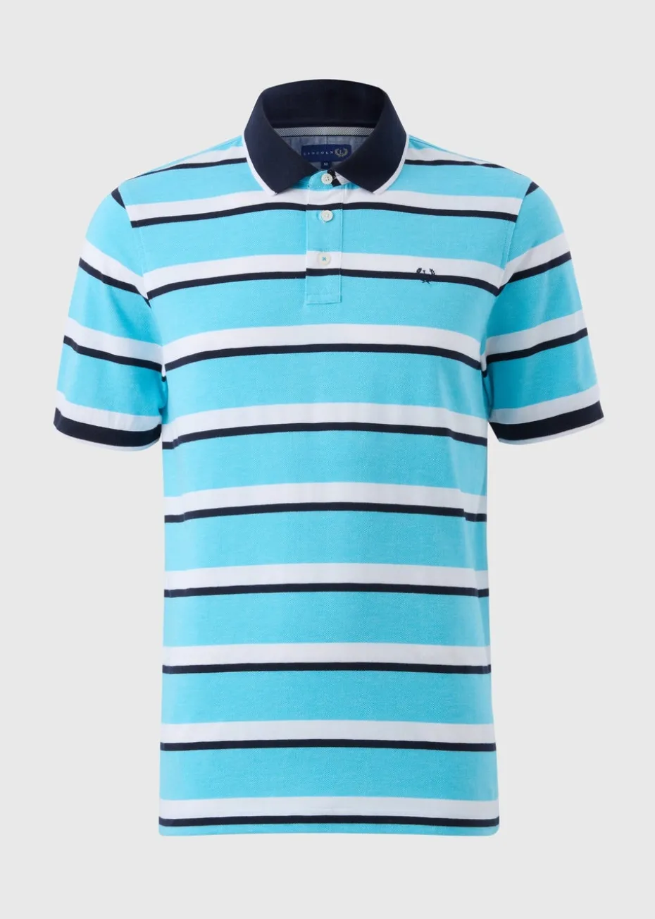 Lincoln Bright Blue Striped Polo Shirt