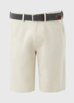 Lincoln Ecru Belted Chino Shorts
