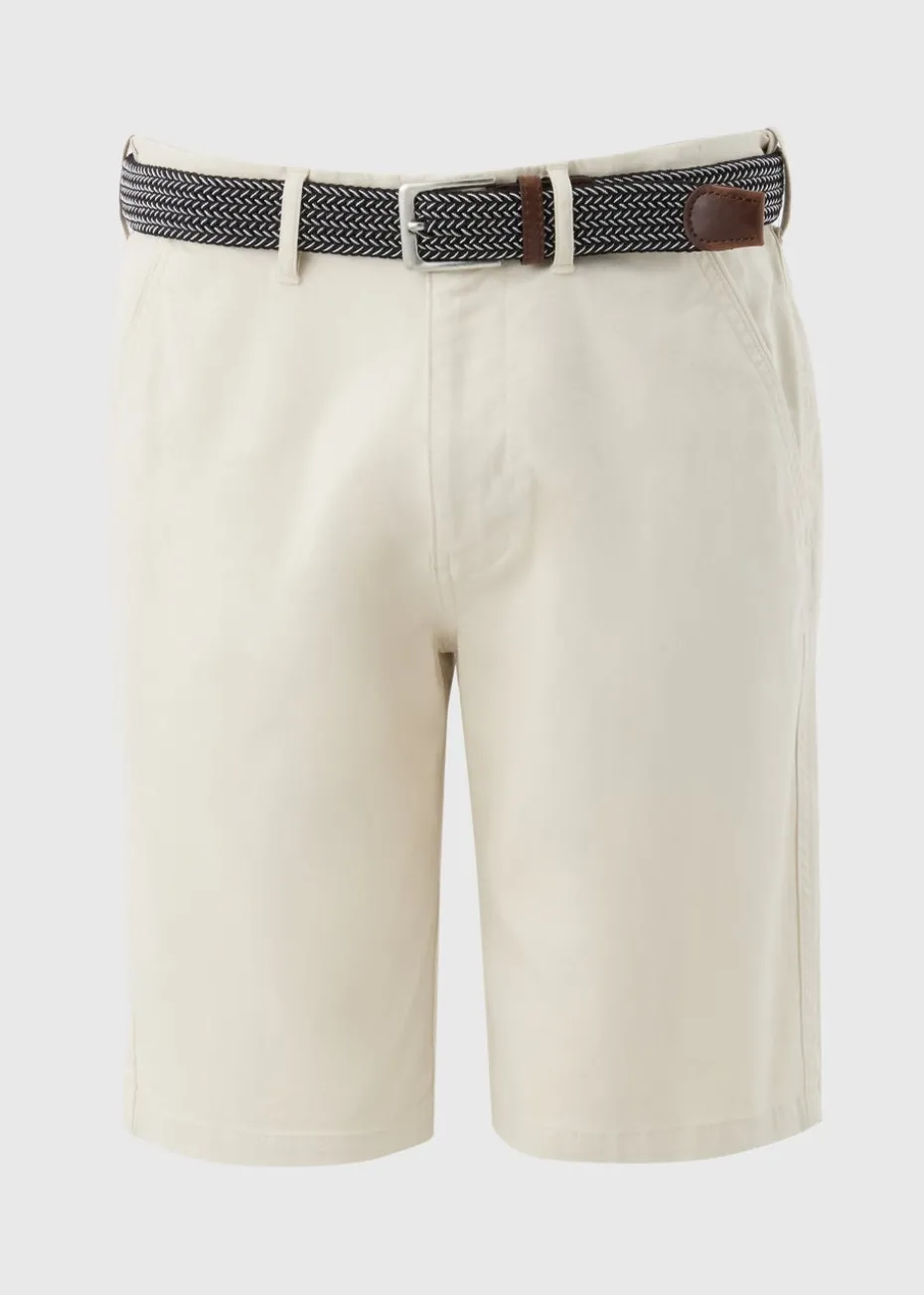 Lincoln Ecru Belted Chino Shorts