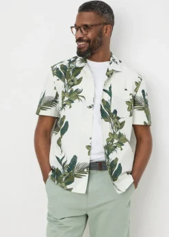 Lincoln Ecru Leaf Print Shirt
