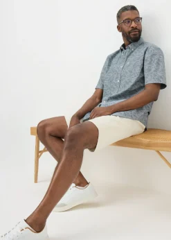 Lincoln Navy Chambray Leaf Print Shirt