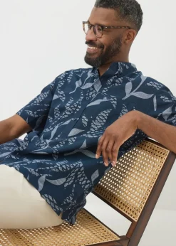 Lincoln Navy Chambray Print Shirt