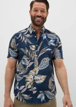 Lincoln Navy Spring Print Shirt