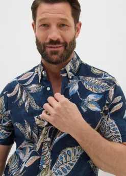 Lincoln Navy Spring Print Shirt