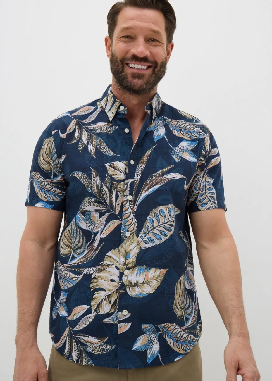 Lincoln Navy Spring Print Shirt