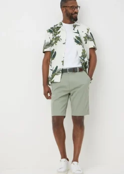 Lincoln Sage Green Belted Chino Shorts