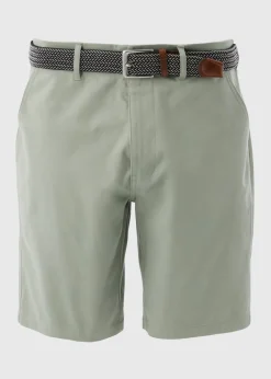 Lincoln Sage Green Belted Chino Shorts