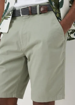 Lincoln Sage Green Belted Chino Shorts