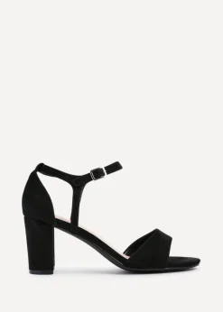 Linzi Abby Black Faux Suede Closed Back Block Heel Sandal