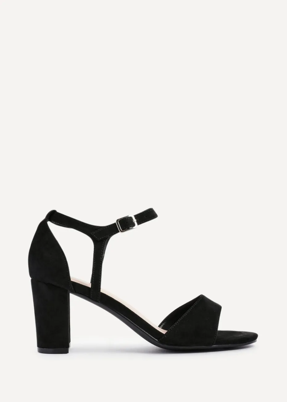 Linzi Abby Black Faux Suede Closed Back Block Heel Sandal