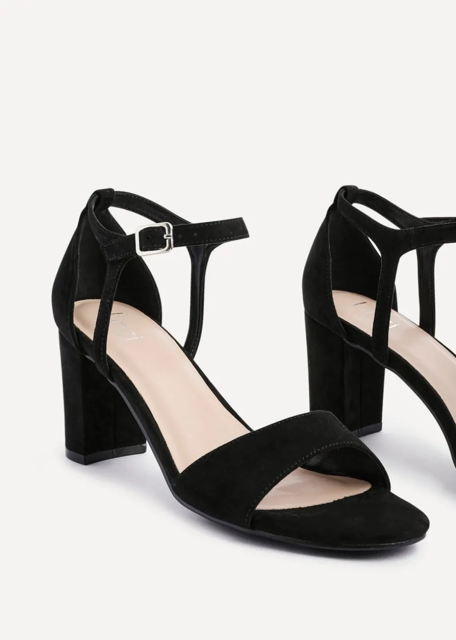 Linzi Abby Black Faux Suede Closed Back Block Heel Sandal