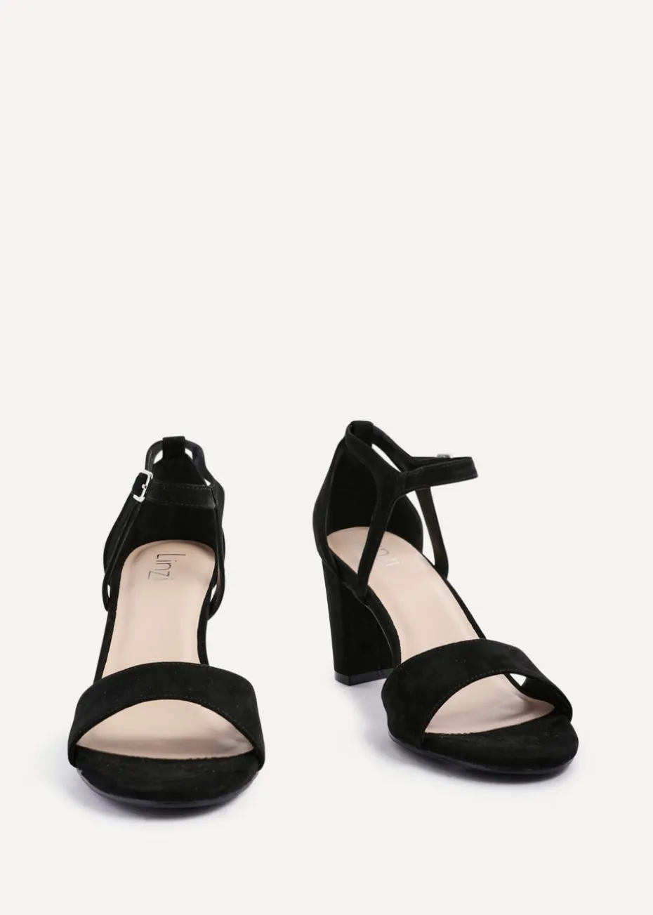 Linzi Abby Black Faux Suede Closed Back Block Heel Sandal