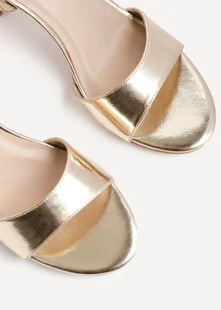 Linzi Abby Gold Faux Leather Closed Back Block Heel Sandal