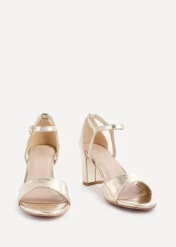 Linzi Abby Gold Faux Leather Closed Back Block Heel Sandal