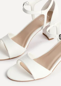 Linzi Abby White Faux Leather Closed Back Block Heel Sandal