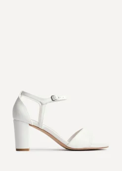 Linzi Abby White Faux Leather Closed Back Block Heel Sandal