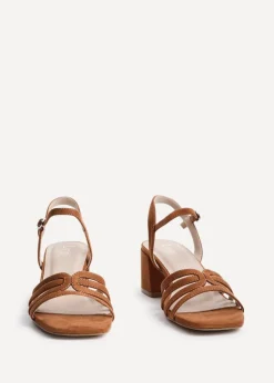 Linzi Adira Tan Faux Suede Strappy Heeled Sandals