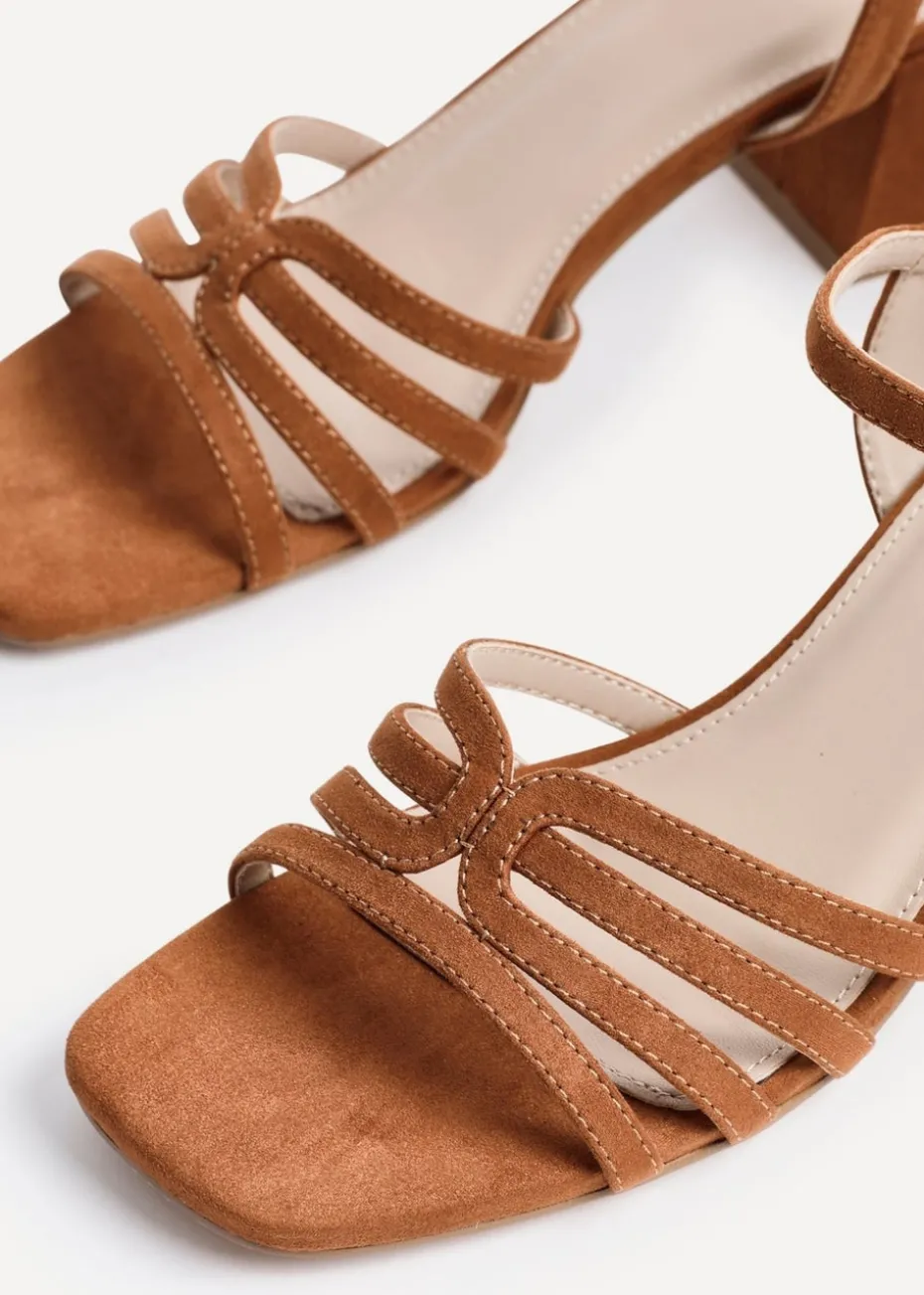 Linzi Adira Tan Faux Suede Strappy Heeled Sandals