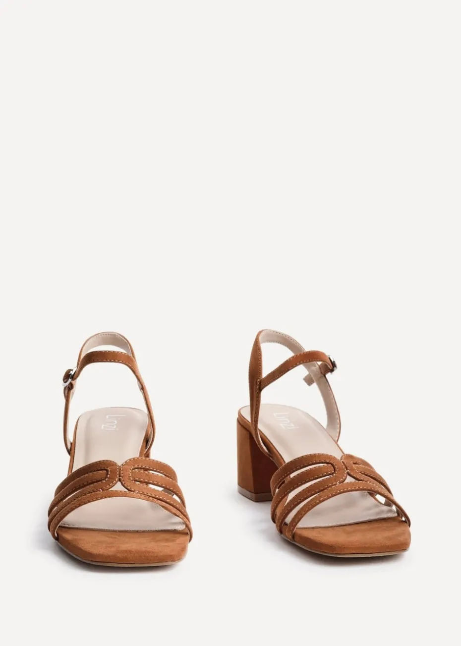 Linzi Adira Tan Faux Suede Strappy Heeled Sandals