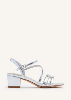Linzi Afia Silver Faux Leather Strappy Heeled Sandal
