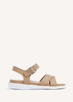 Linzi Alanis Mocha Faux Leather Footbed Flatform Sandals