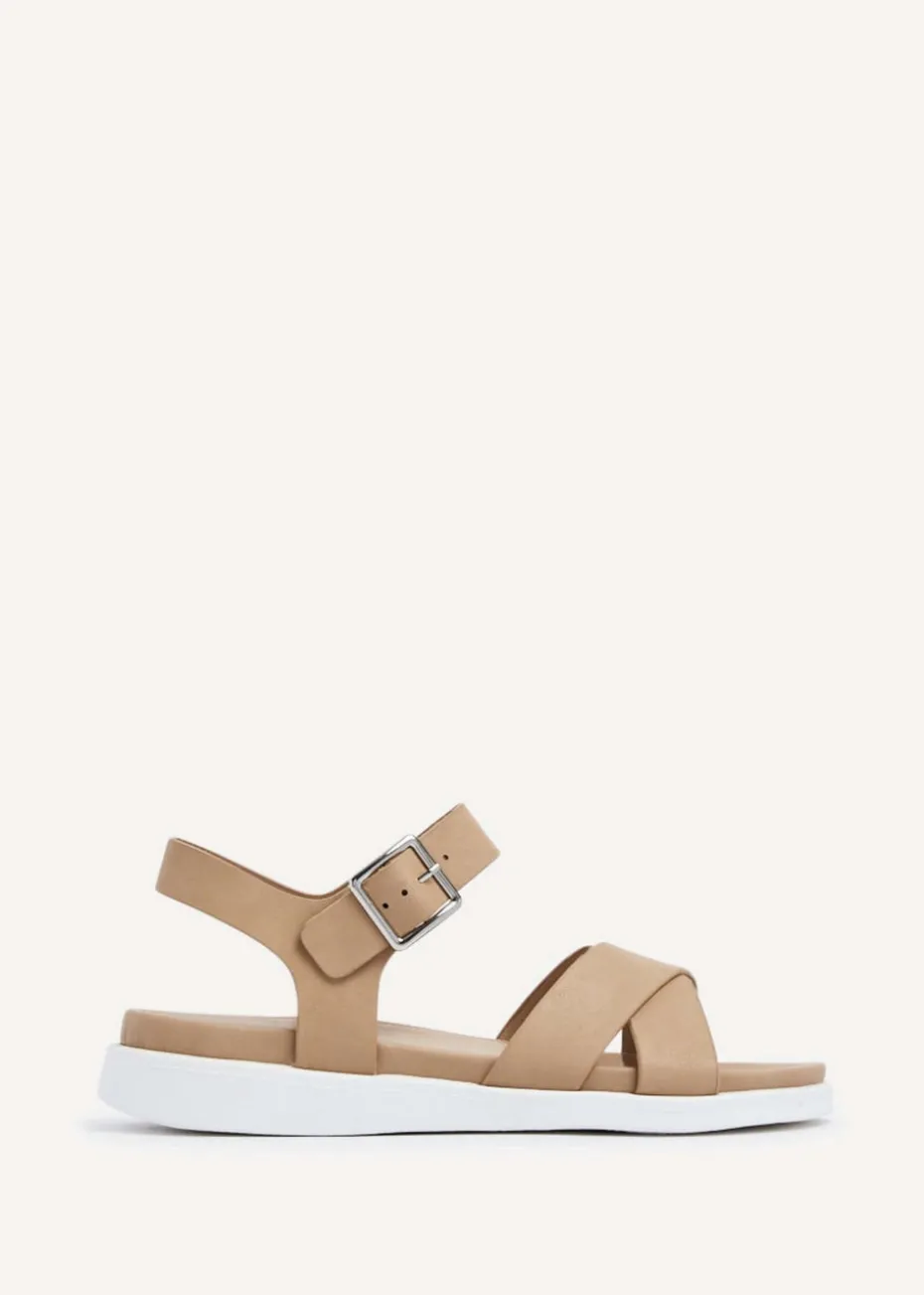Linzi Alanis Mocha Faux Leather Footbed Flatform Sandals