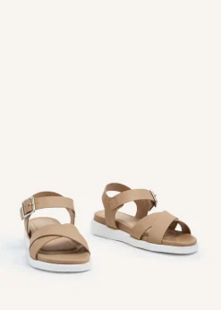 Linzi Alanis Mocha Faux Leather Footbed Flatform Sandals