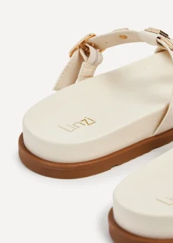 Linzi Alert Ivory Faux Leather Flat Slip-On Sandal