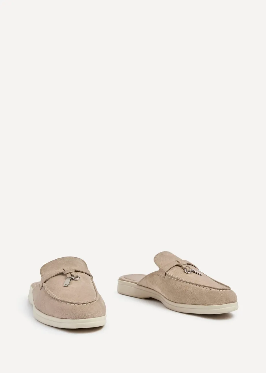 Linzi Alix Mocha Faux Suede Slip On Summer Mule