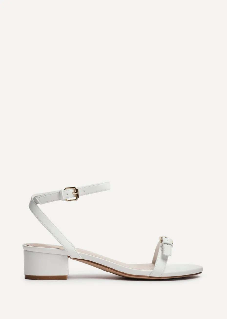 Linzi Amanza White Faux Leather Low Block Heeled Sandal