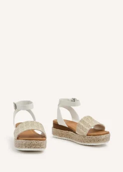 Linzi Anya White Raffia Flatform Sandal