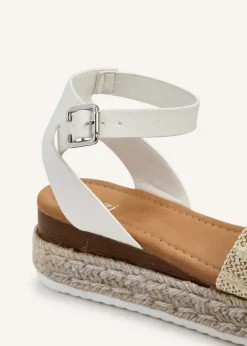 Linzi Anya White Raffia Flatform Sandal