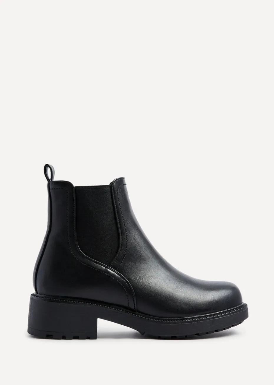 Linzi Aspen Black Faux Leather Classic Chelsea Boot