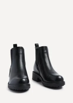 Linzi Aspen Black Faux Leather Classic Chelsea Boot