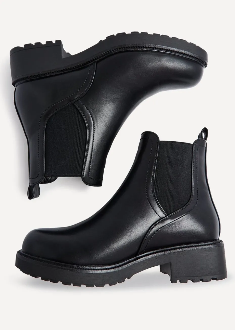 Linzi Aspen Black Faux Leather Classic Chelsea Boot