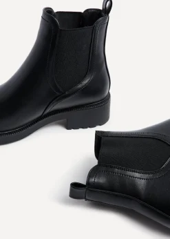 Linzi Aspen Black Faux Leather Classic Chelsea Boot