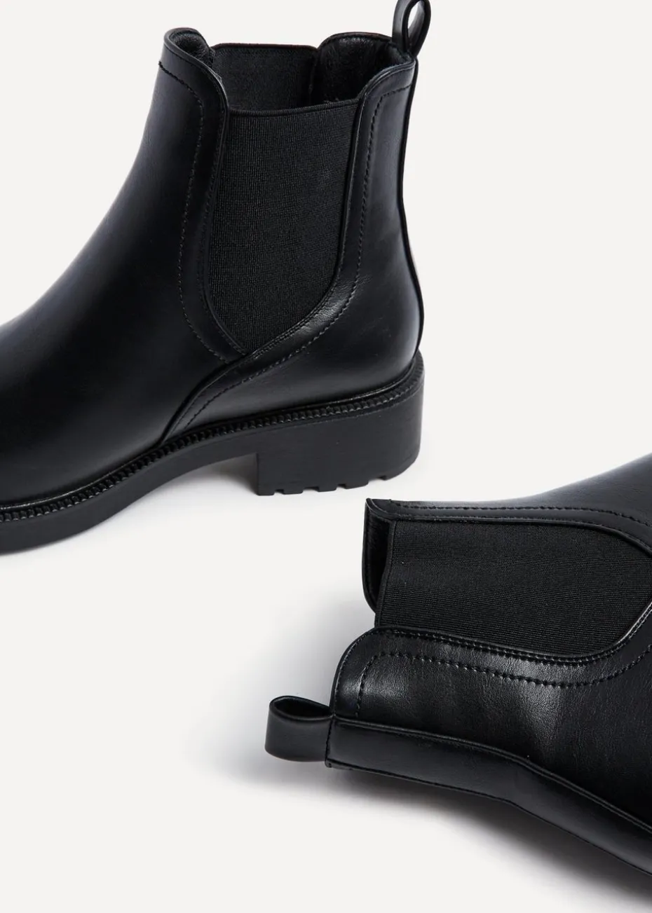 Linzi Aspen Black Faux Leather Classic Chelsea Boot