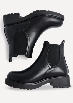 Linzi Aspen Black Faux Leather Classic Chelsea Boot