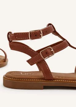 Linzi Belinda Tan Faux Leather Gladiator Style Sandal