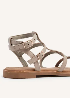 Linzi Belinda Taupe Faux Leather Gladiator Style Sandal